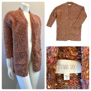 SIENNA SKY warm & cozy color dot knit cardigan sweater with pockets. Size small